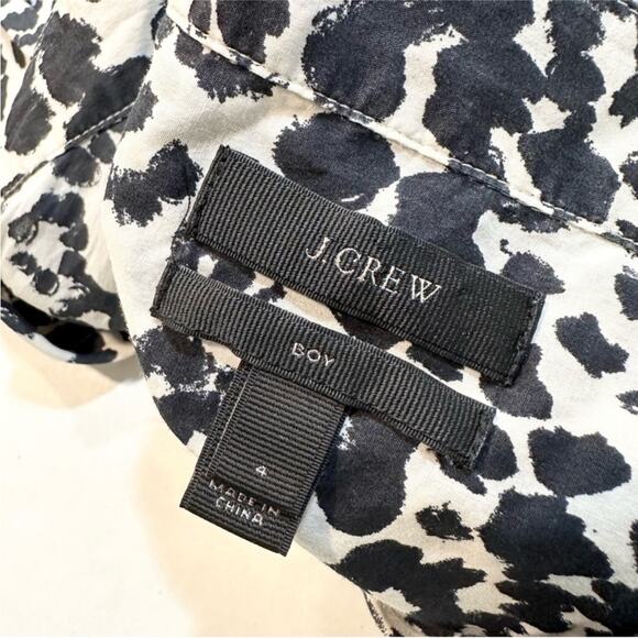 J. Crew Boy Fit Abstract Animal Print Button Up Shirt Size 4 Preppy Coastal - Picture 5 of 6